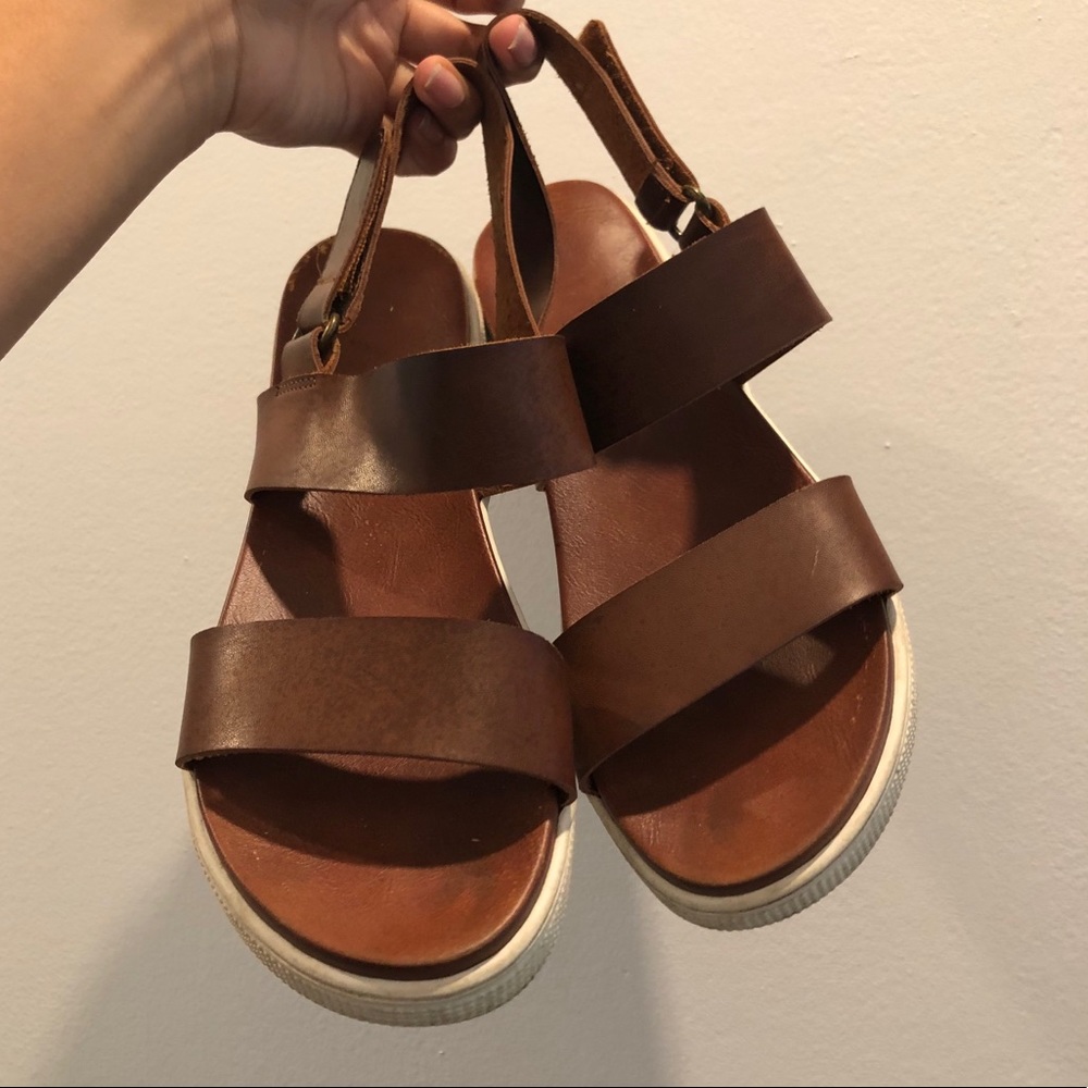 2 Strap Brown Platform Sandals